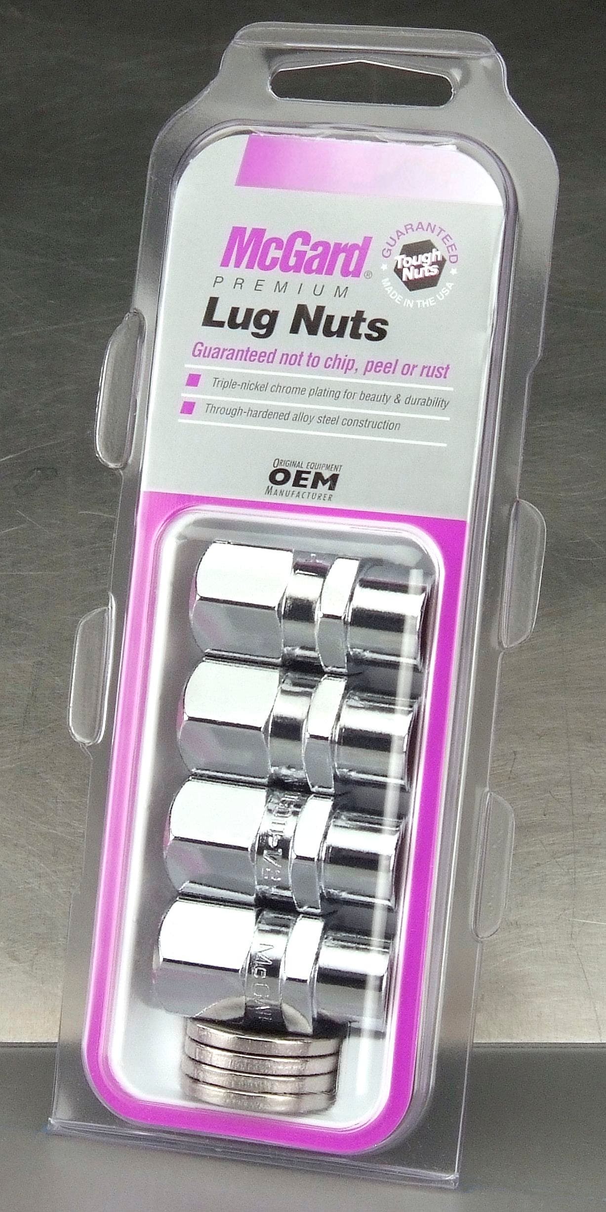 Mcgard 60129 Chrome Racing .490" Shank Style Lug Nut Set (M12 X 1.5 Thread Size)