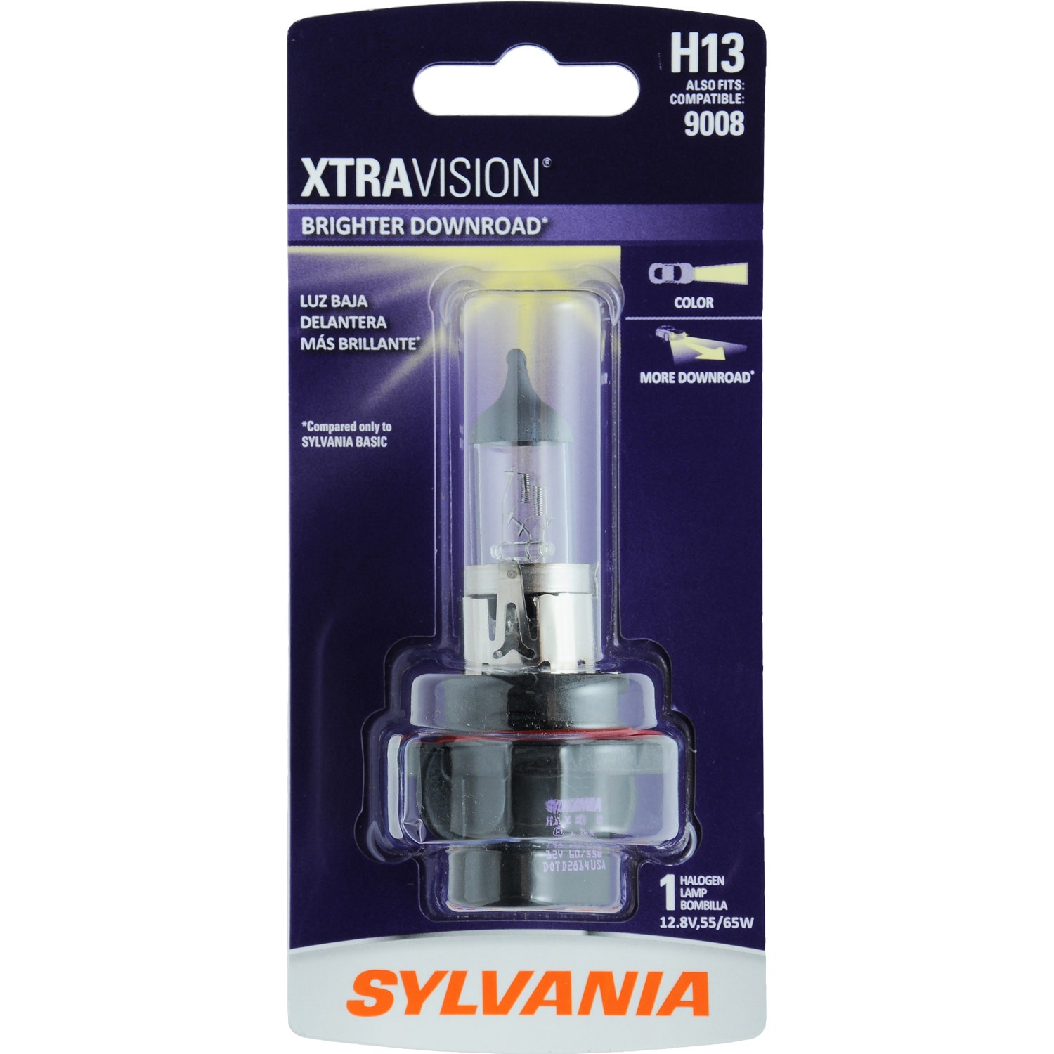 Sylvania H13 Xtravision Halogen Headlight Bulb, (Contains 1 Bulb)  Silverstar