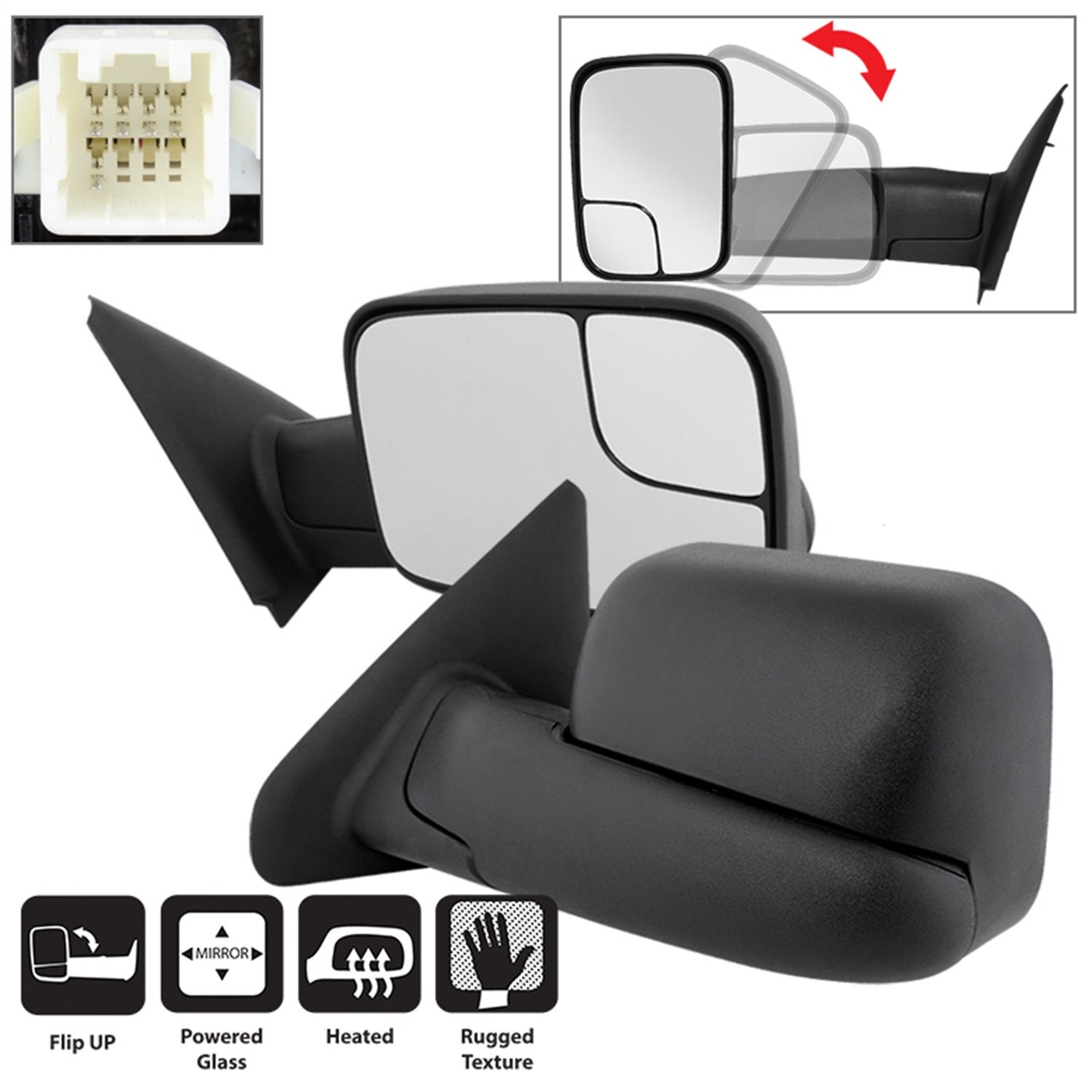 Spyder Auto 9935732 Xtune Door Mirror Set Fits 02-09 Ram 1500 Ram 2500 Ram 3500