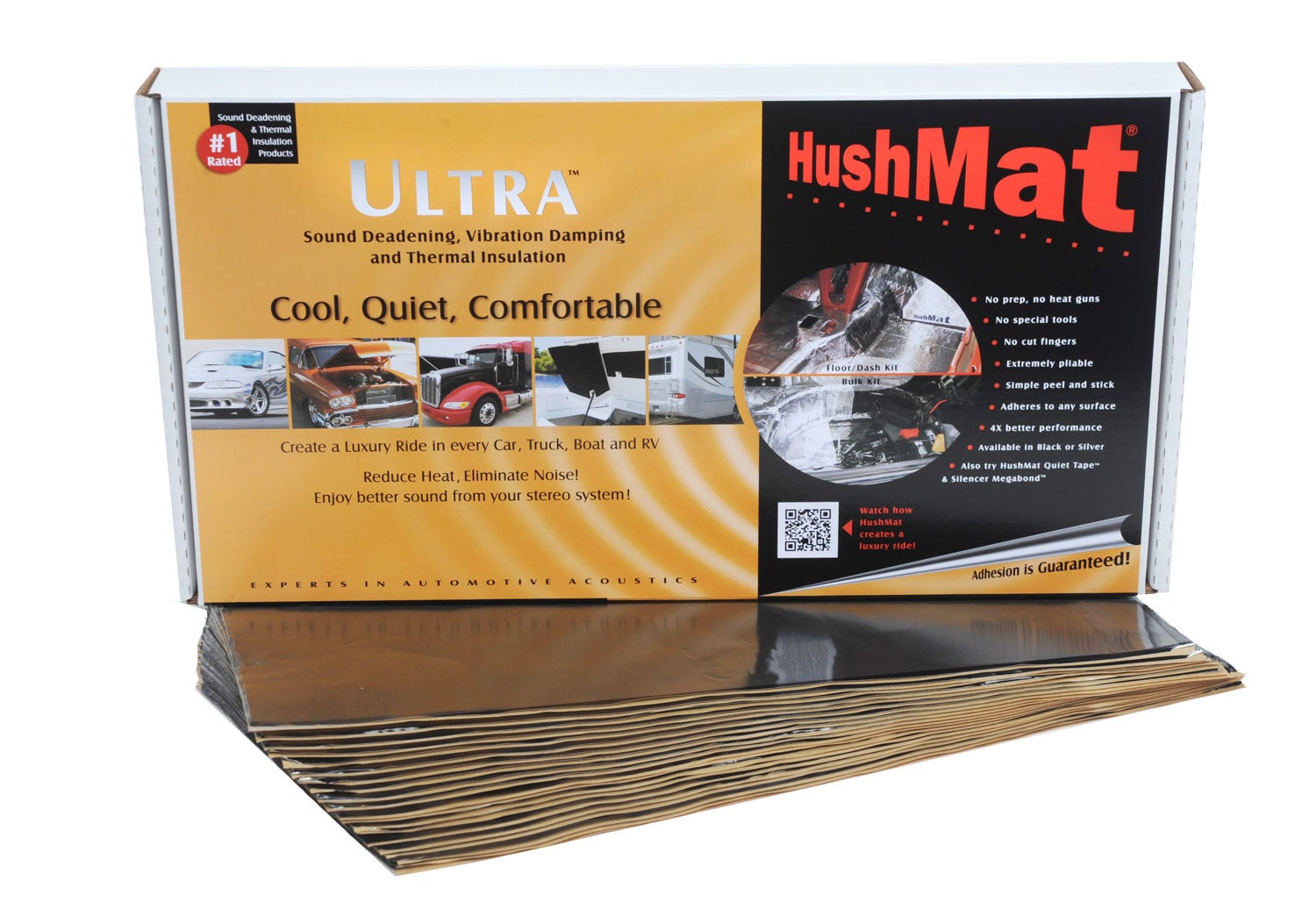 Hushmat 10400 Ultra Black Foil Floor Kit With Damping Pad - 20 Piece   Ultra