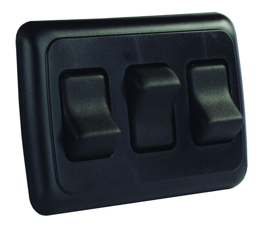Jr Products 12245 Black Triple Spst On-Off Switch With Bezel   Multi Purpose