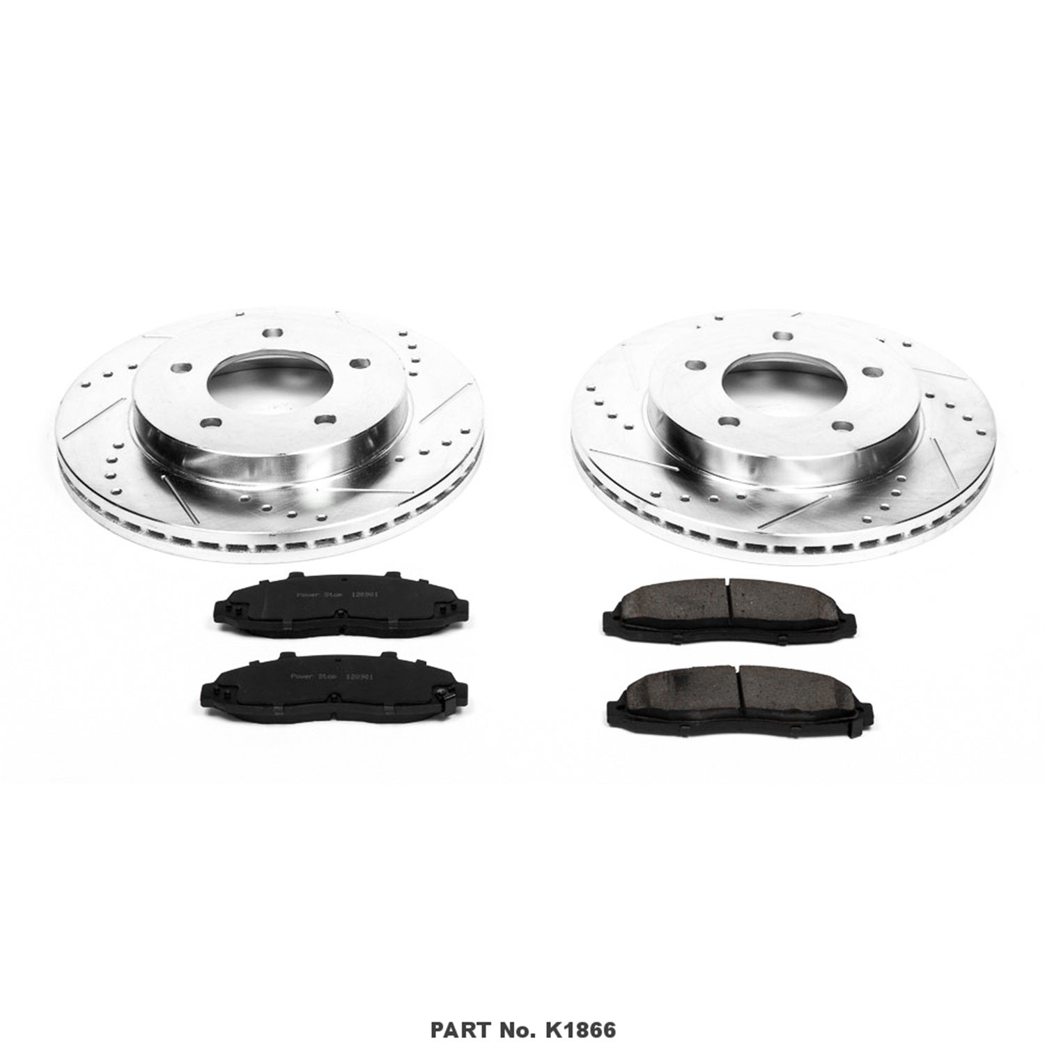 Power Stop K1866 Front Z23 Carbon Fiber Brake Pads With Drilled & Slotted Brake