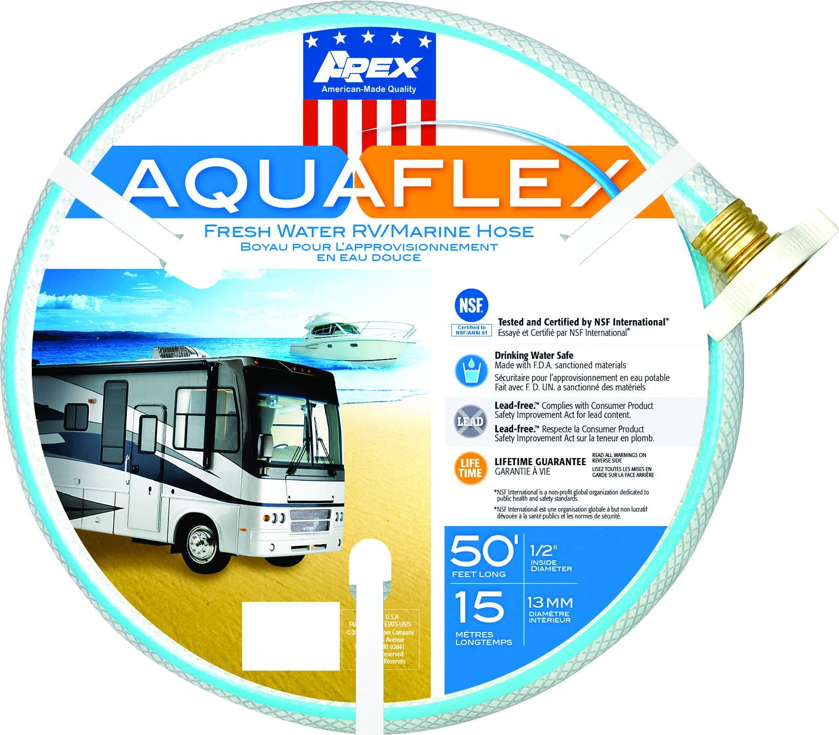 Teknor Apex 7503-50 Aquaflex Rv/Marine Hose - 1/2" X 50', White  Aquaflex (R)