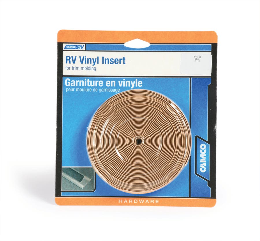 Camco 25153 Vinyl Trim Insert (3/4" X 25', Beige)   Trim Molding Insert;