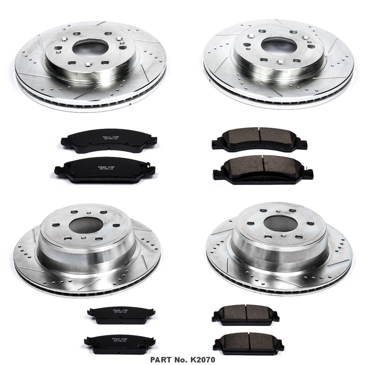 Power Stop K2070 Front And Rear Z23 Carbon Fiber Brake Pads With Drilled &