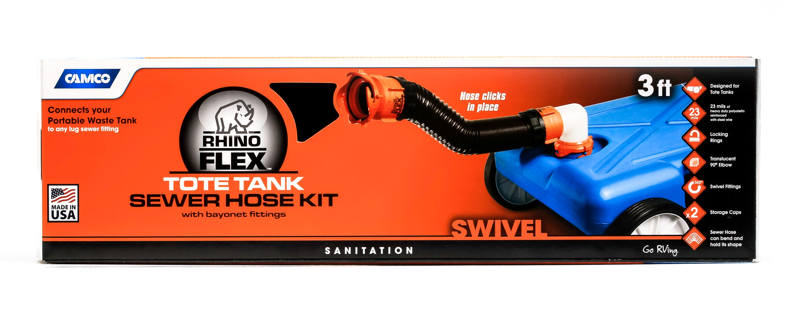 Camco 3 Foot 39768 Rhinoflex Tote Tank Hose Kit  Rhinoflex (Tm) Sewer Hose