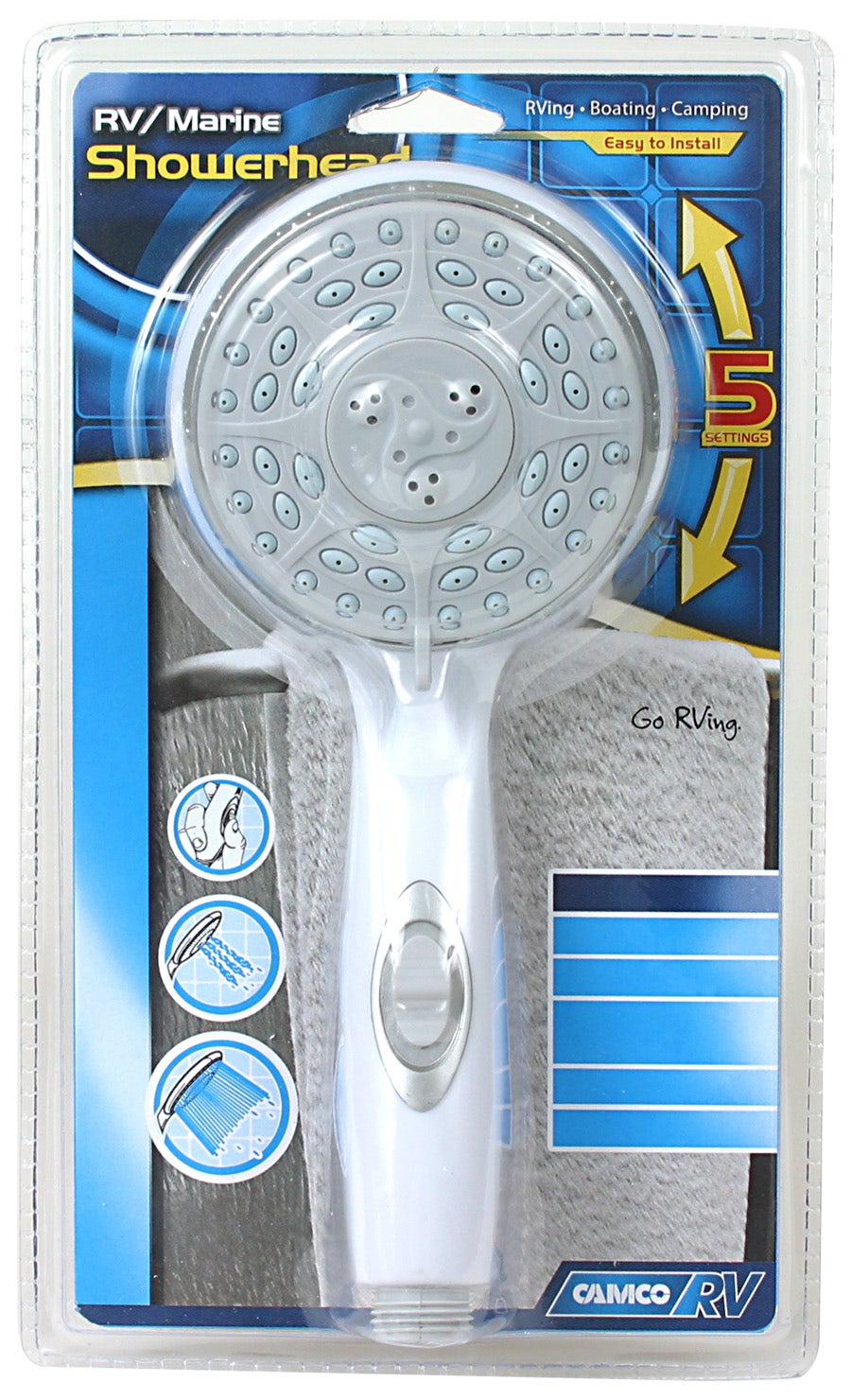 Camco 43711 Shower Head With On/Off Switch (White)   Shower Head; Type - Hand