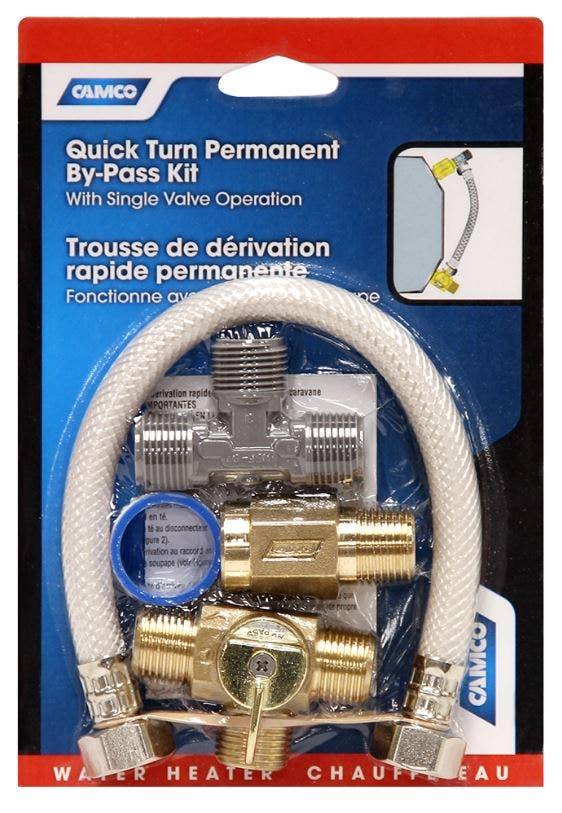 Camco Quick Turn Permanent Waterheater Bypass Kit   Fresh Water By-Pass Valve;