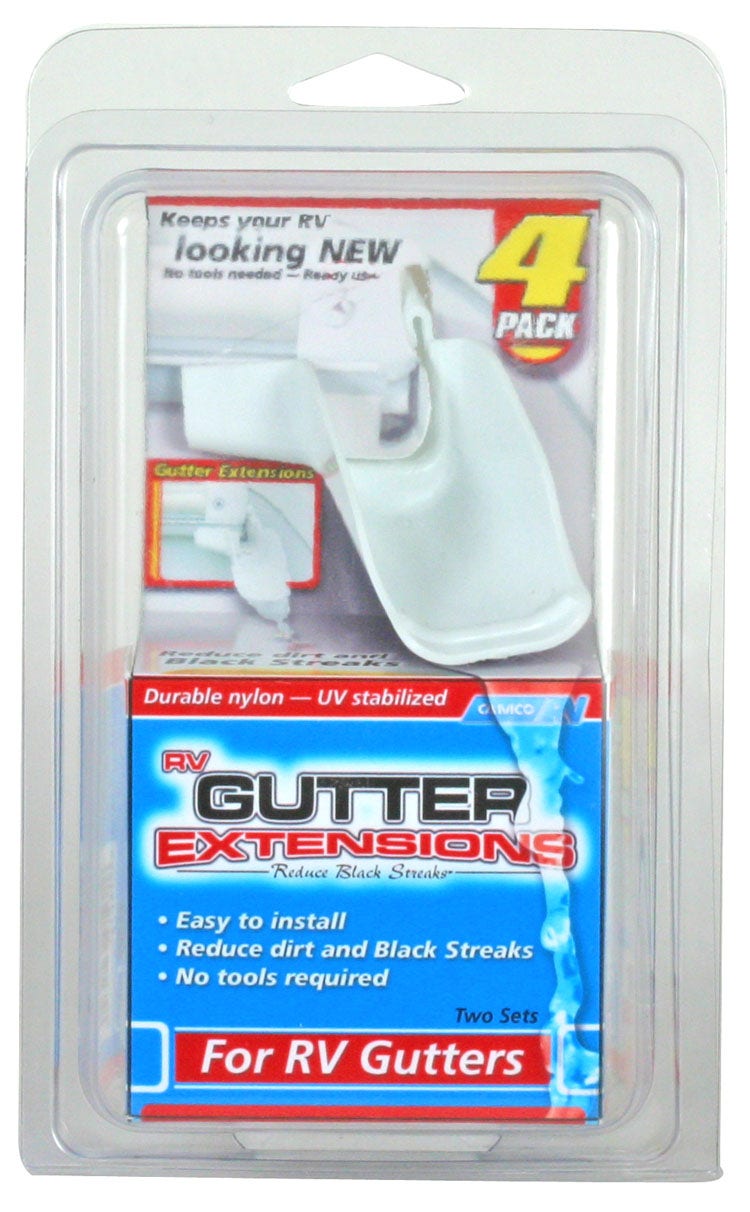 Camco 42123 Gutter Extensions - Pack Of 4 , White   Drip Rail Gutter Spout; Used