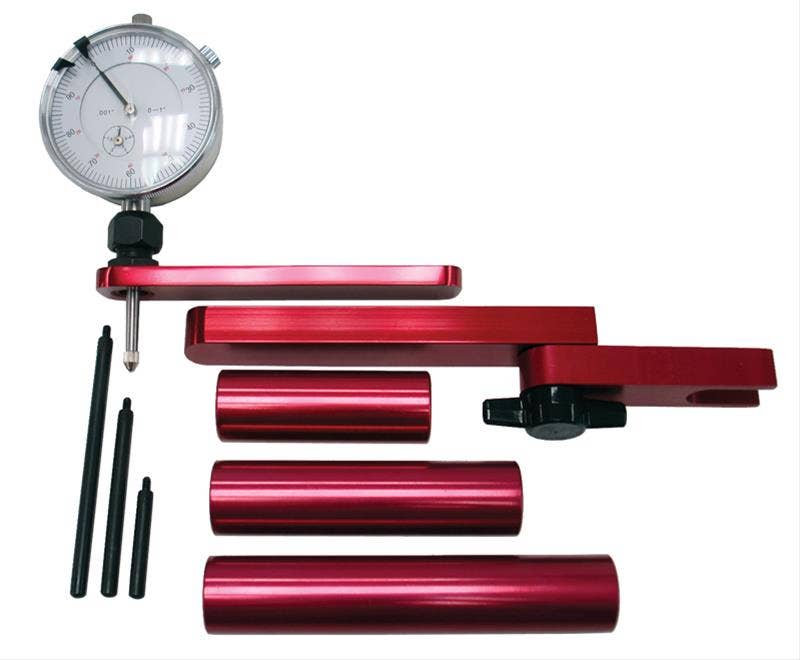 Pinion Depth Setting Tool, Dial Indicator, Adapters/Stand, Aluminum, Red