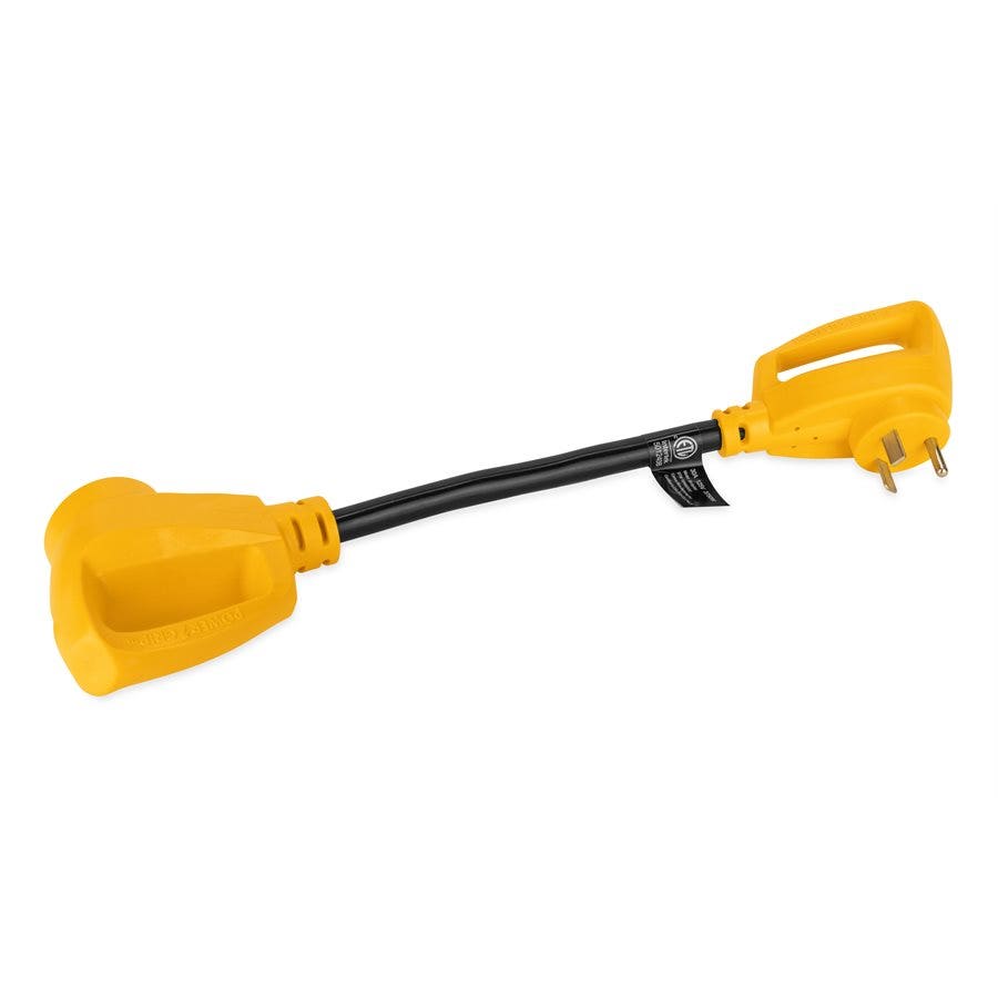 Camco Rv Dogbone Electrical Adapter With Easy Powergrip Handle, 30 Amp Male To