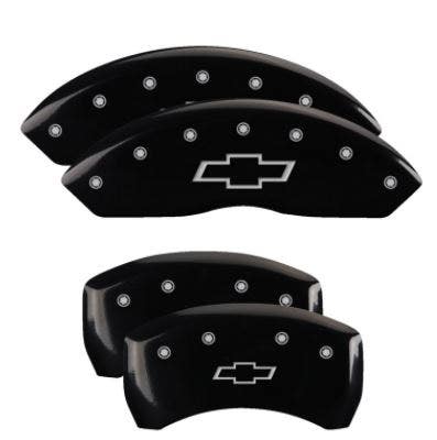 Mgp Caliper Covers 14255Sbowbk Bowtie Black Powder Coat Finish, Silver