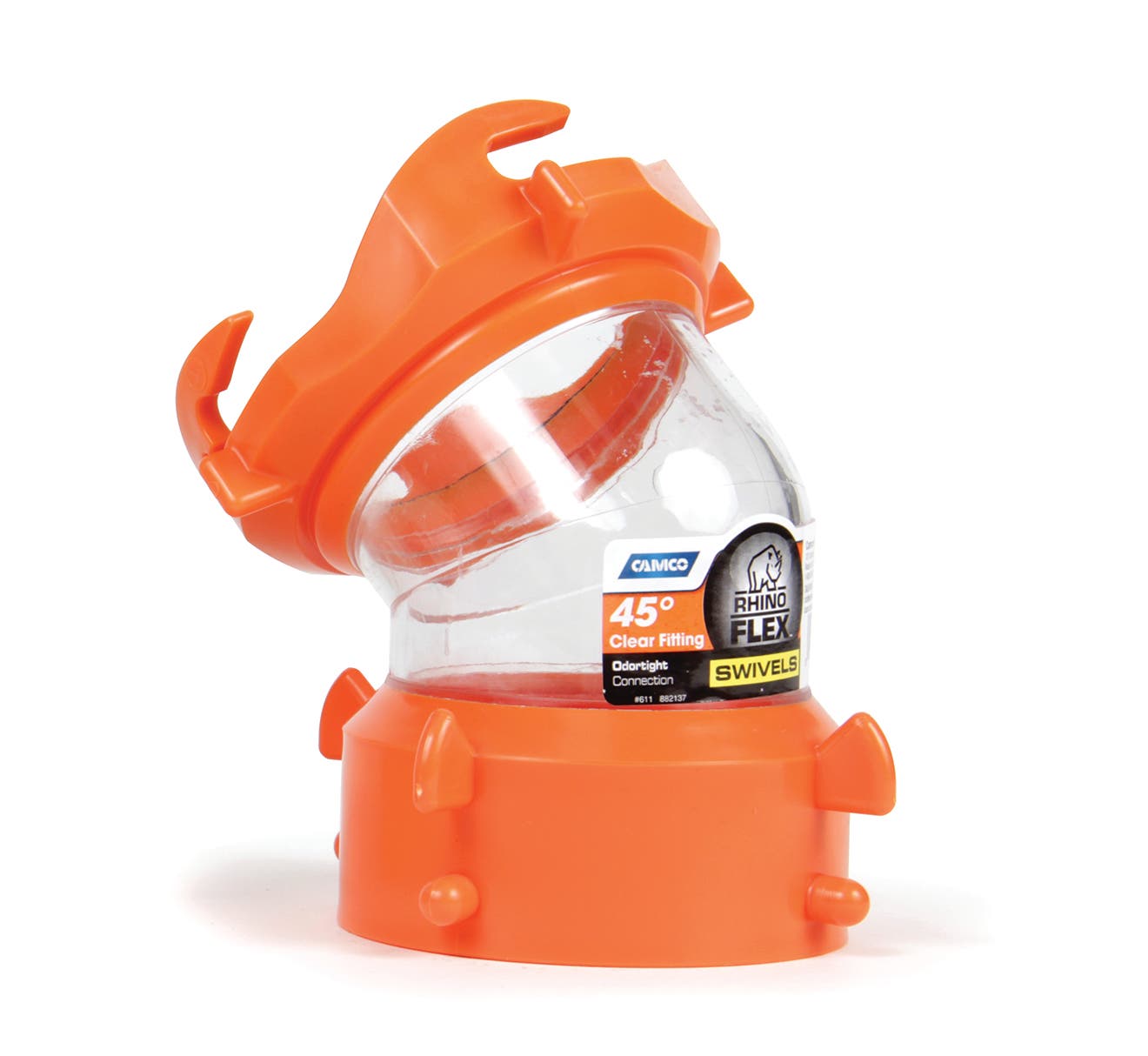 Camco Rhinoflex Clear 45 Degree Rv Sewer Hose Swivel Fitting- Allows You To See