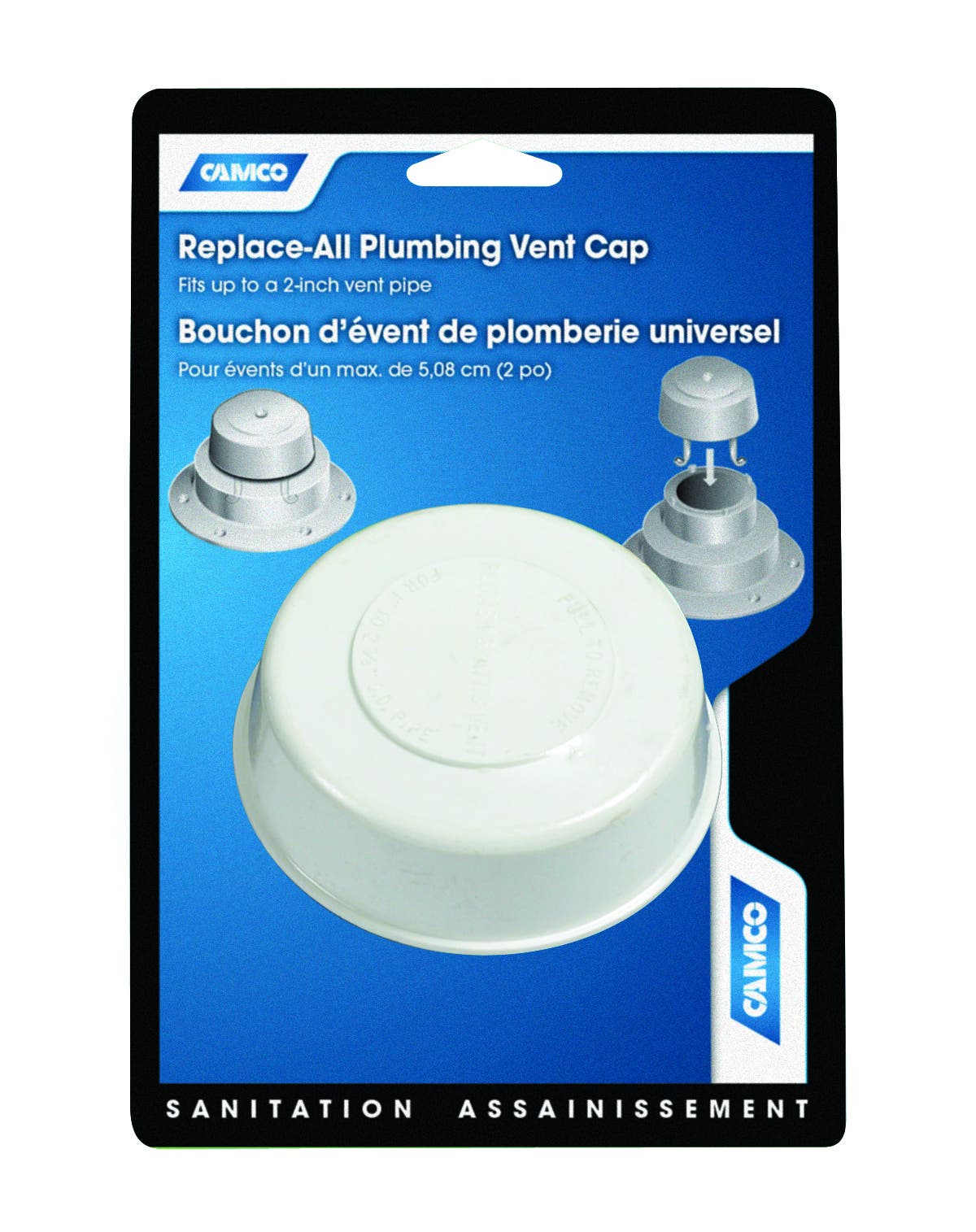 Camco Replace-All Plumbing Vent Cap With Spring Attachment - Replaces Lost Or