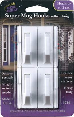Super Mug Hook 4/Pk Wht Super Mug Hook 4/Pk Wht