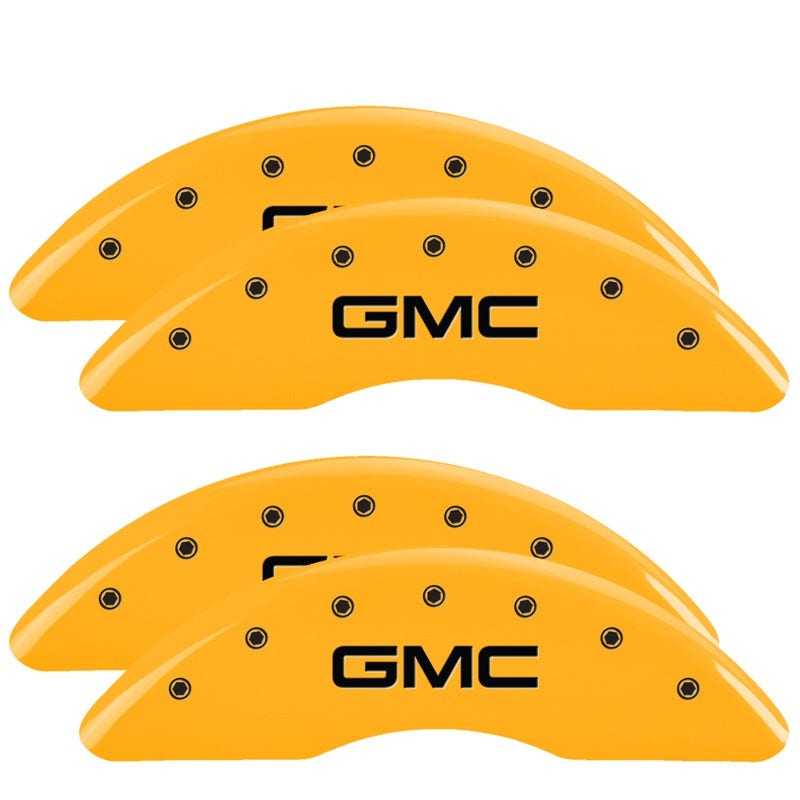 Mgp Caliper Covers 34219Sgmcyl Gmc Yellow Powder Coat Finish, Black Characters,