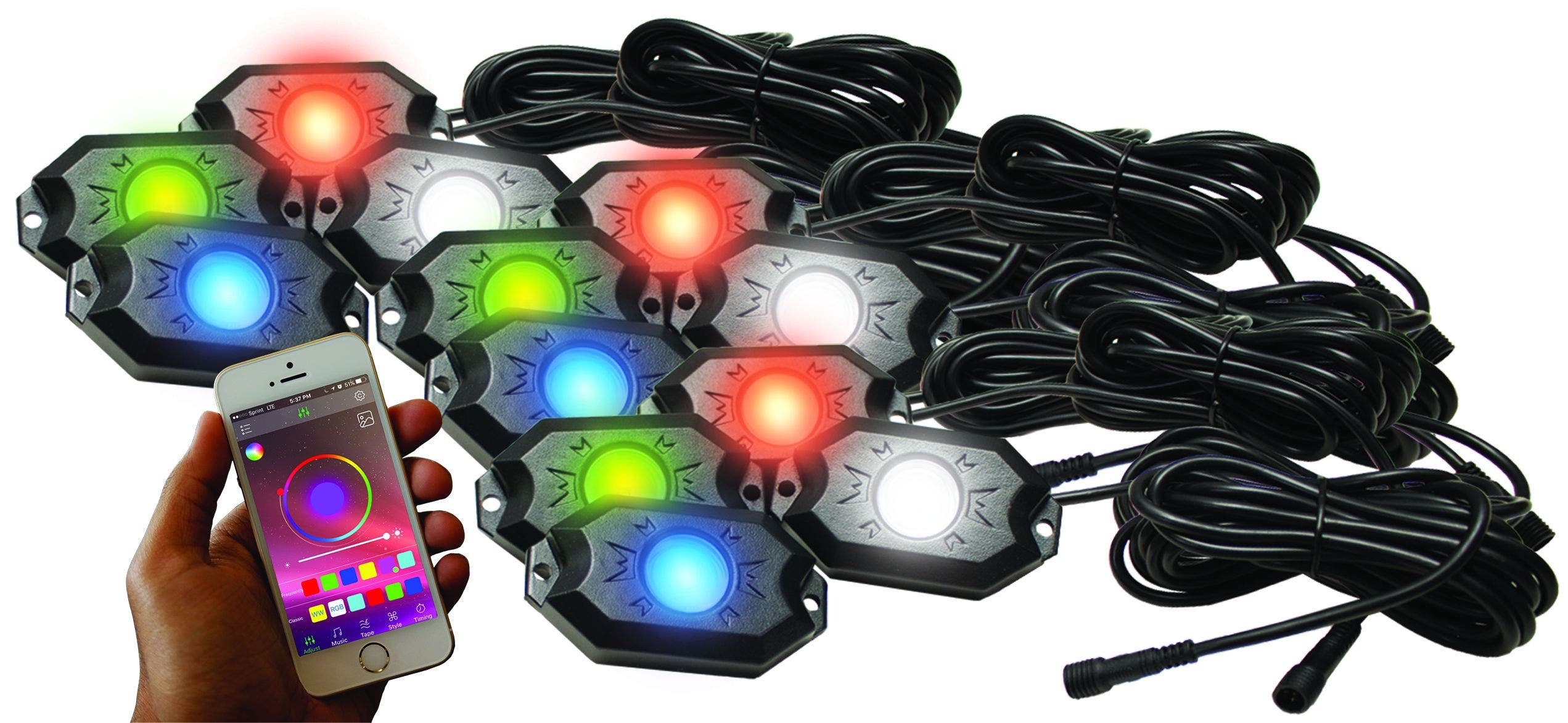 Rs12prgbw - Colorsmart 12-Pod Rgb+W Led Rock Light Kit (Rgb+White Multi-Color)