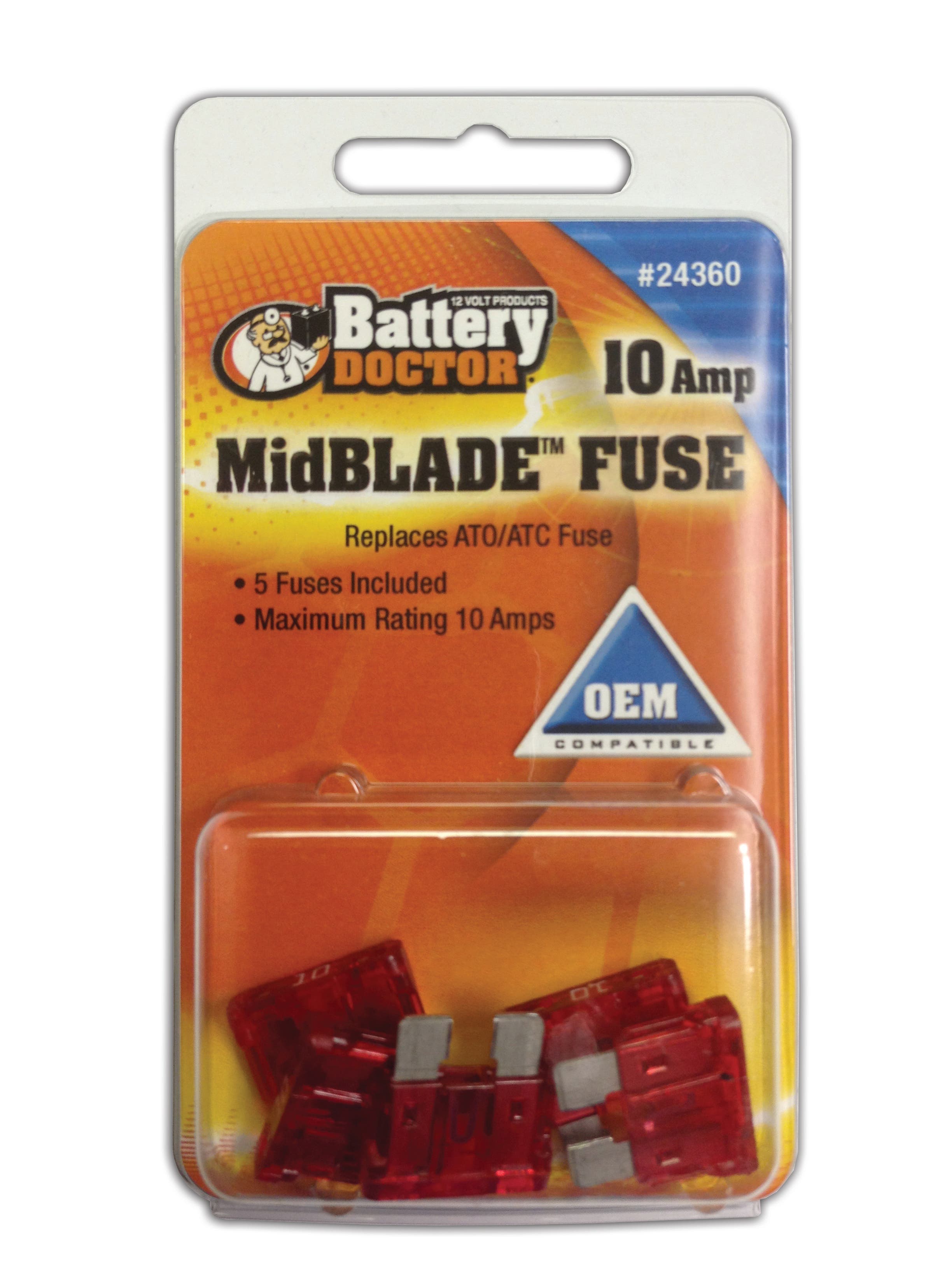 Mid Blade Fuse-25 Amp   Fuse  Slow Blow - No, Type - Clear Blade, Industry