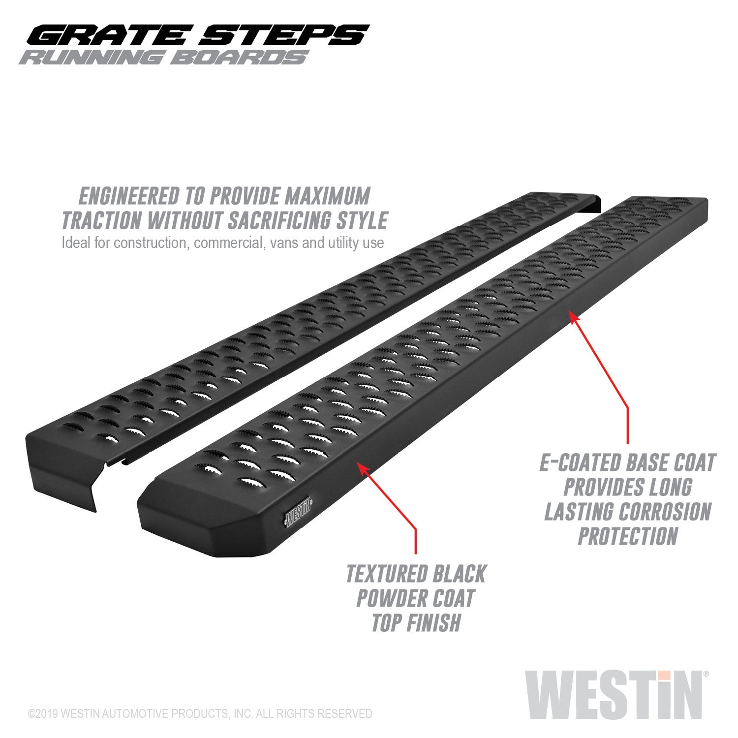 Westin 27-74705 Textured Black Grate Steps Running Boards Textured Black Running