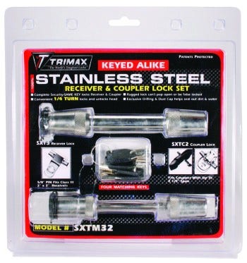 Trimax Sxtm32 100% Stainless Steel (Sxt3) 5/8" Receiver Lock & (Sxtc2) 2.5" Span