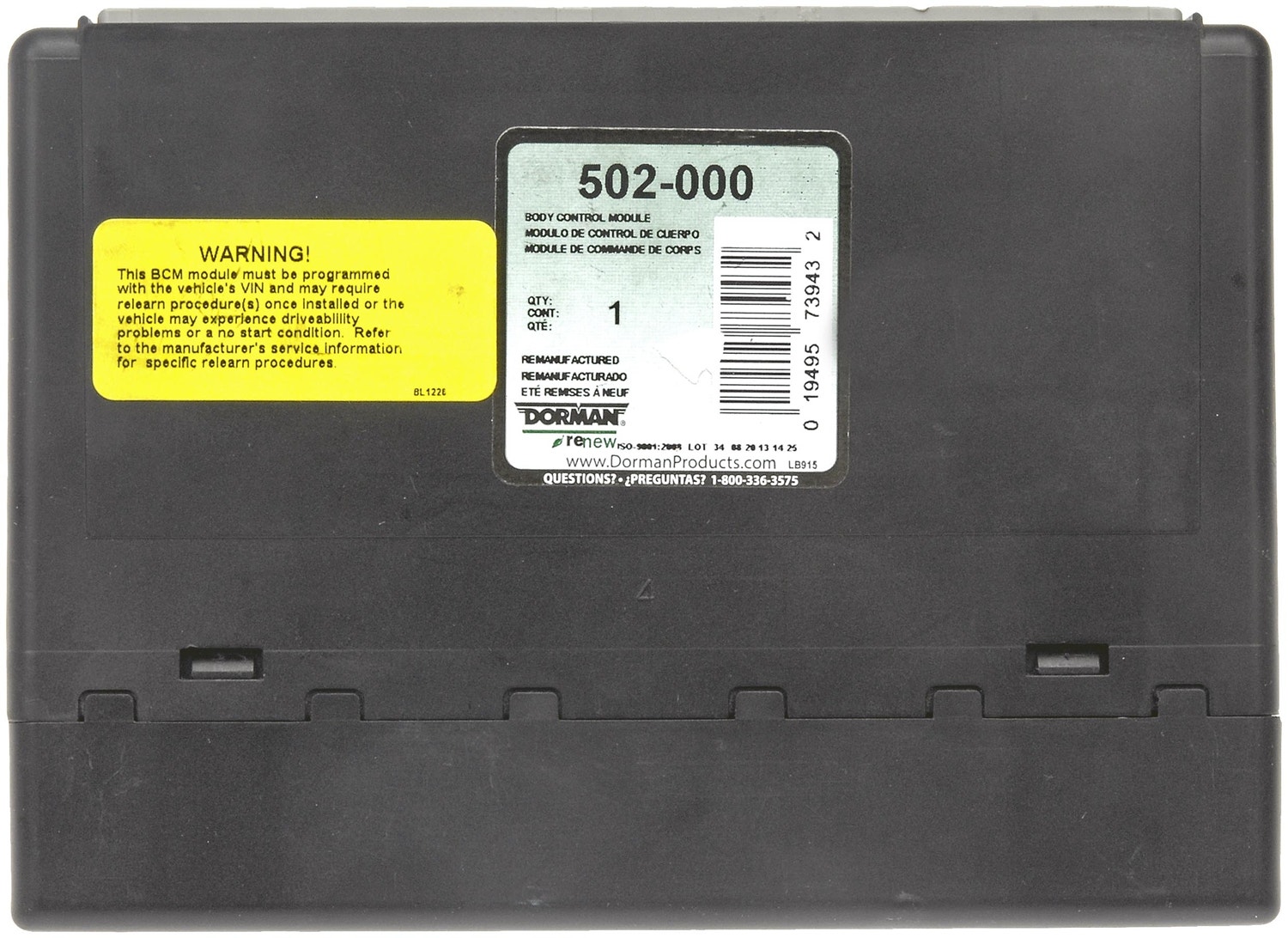 Dorman - Oe Solutions Body Control Module P/N:502-000 Emissions & Sensors