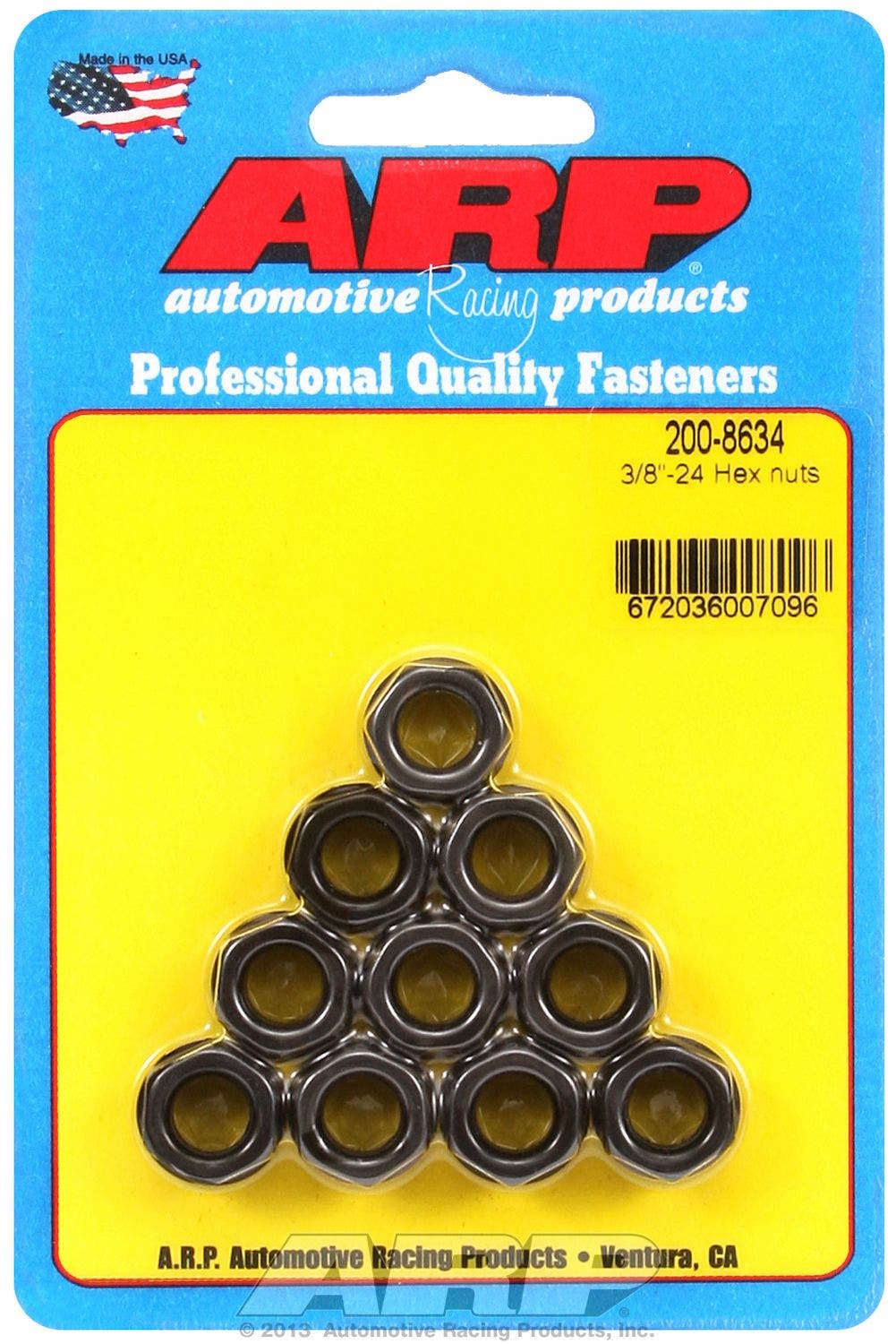 Arp 200-8634 2008634 Hex Nuts, Steel With Black Oxide Finish, Package Of 10 With