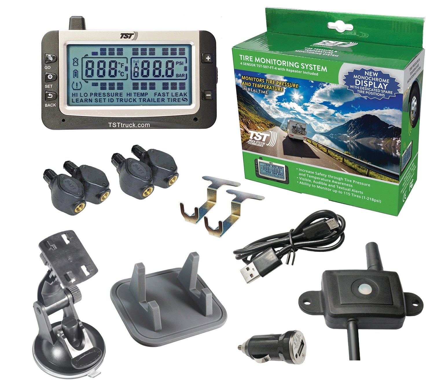 Tst 507 4 Sensor Flow Through Tire Monitoring System With Monochrome Display -