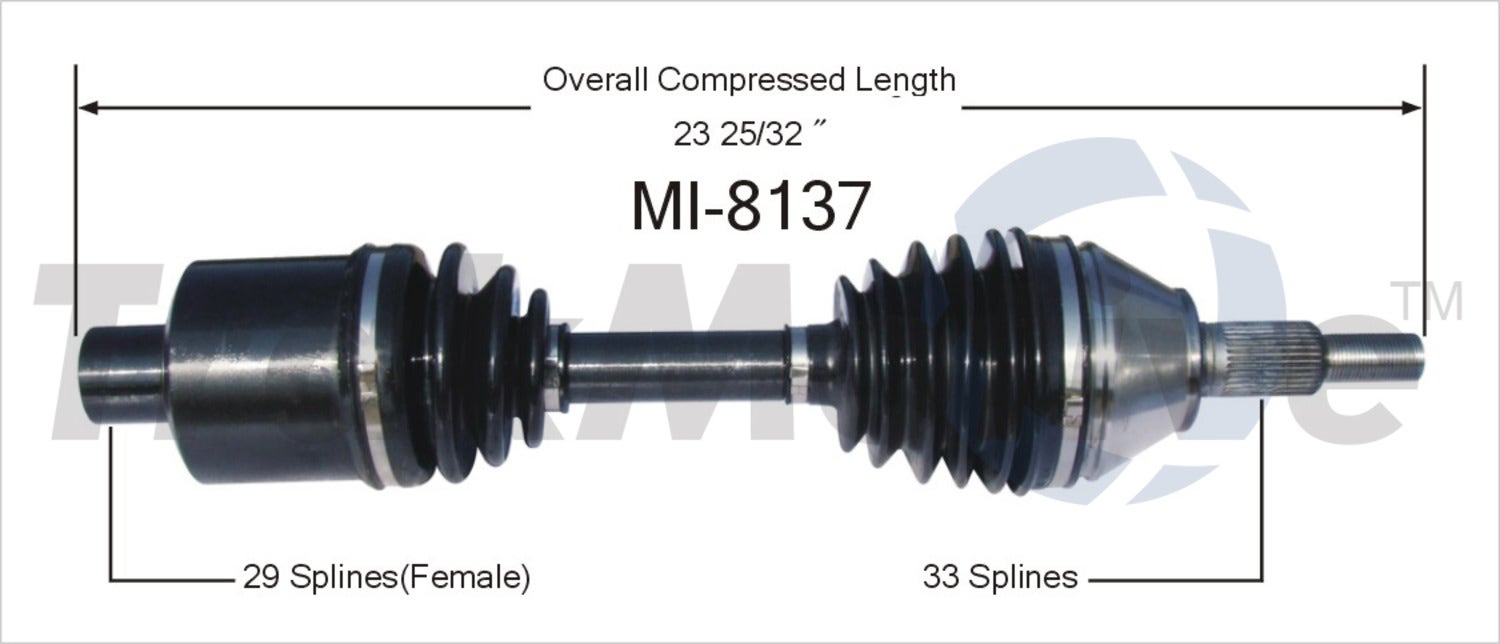 Trakmotive Cv Axle Shaft P/N:Mi-8137  Cv Axle Shaft P/N: