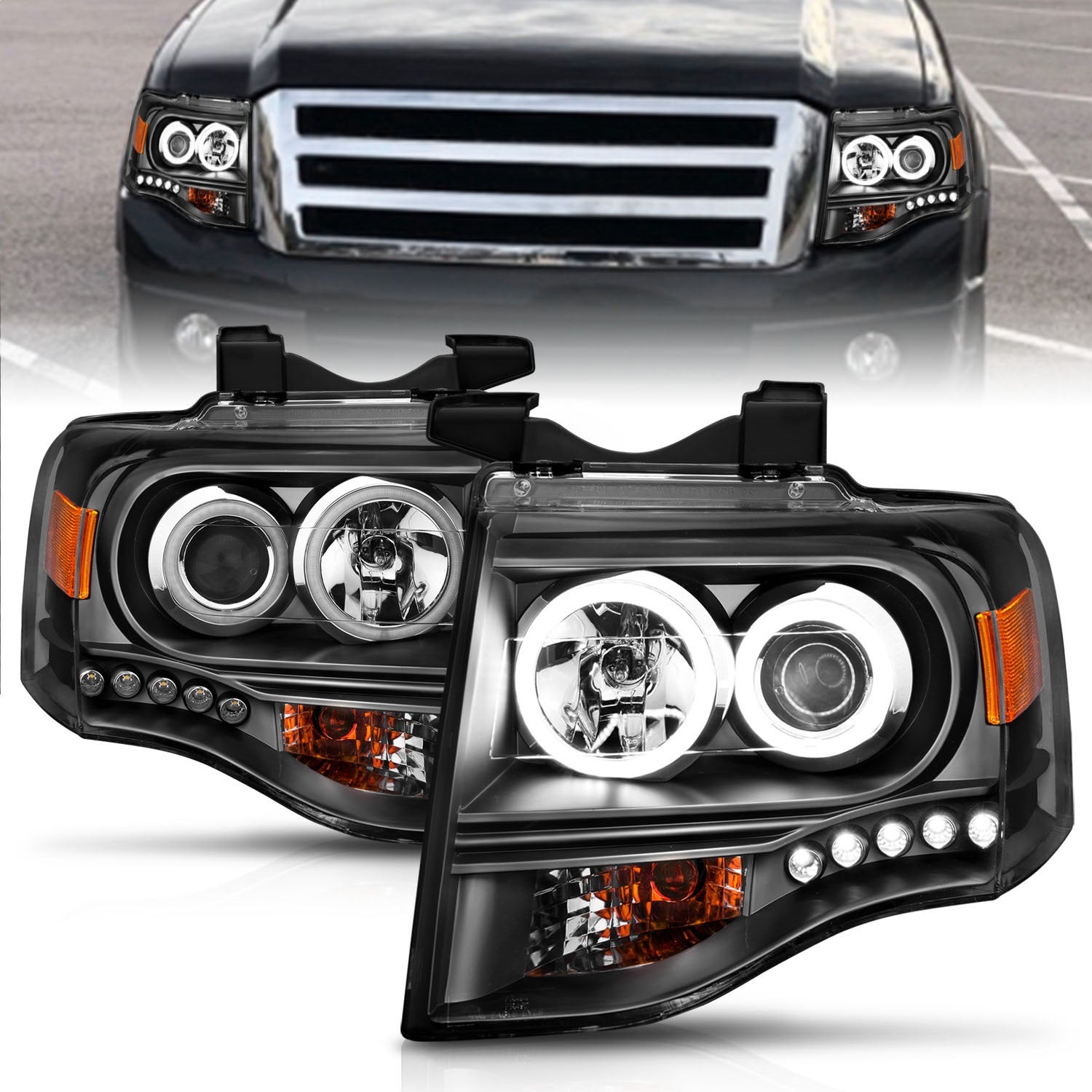 Anzo Usa 111113 Projector Headlight Set W/Halo Fits 07-14 Expedition   Projector