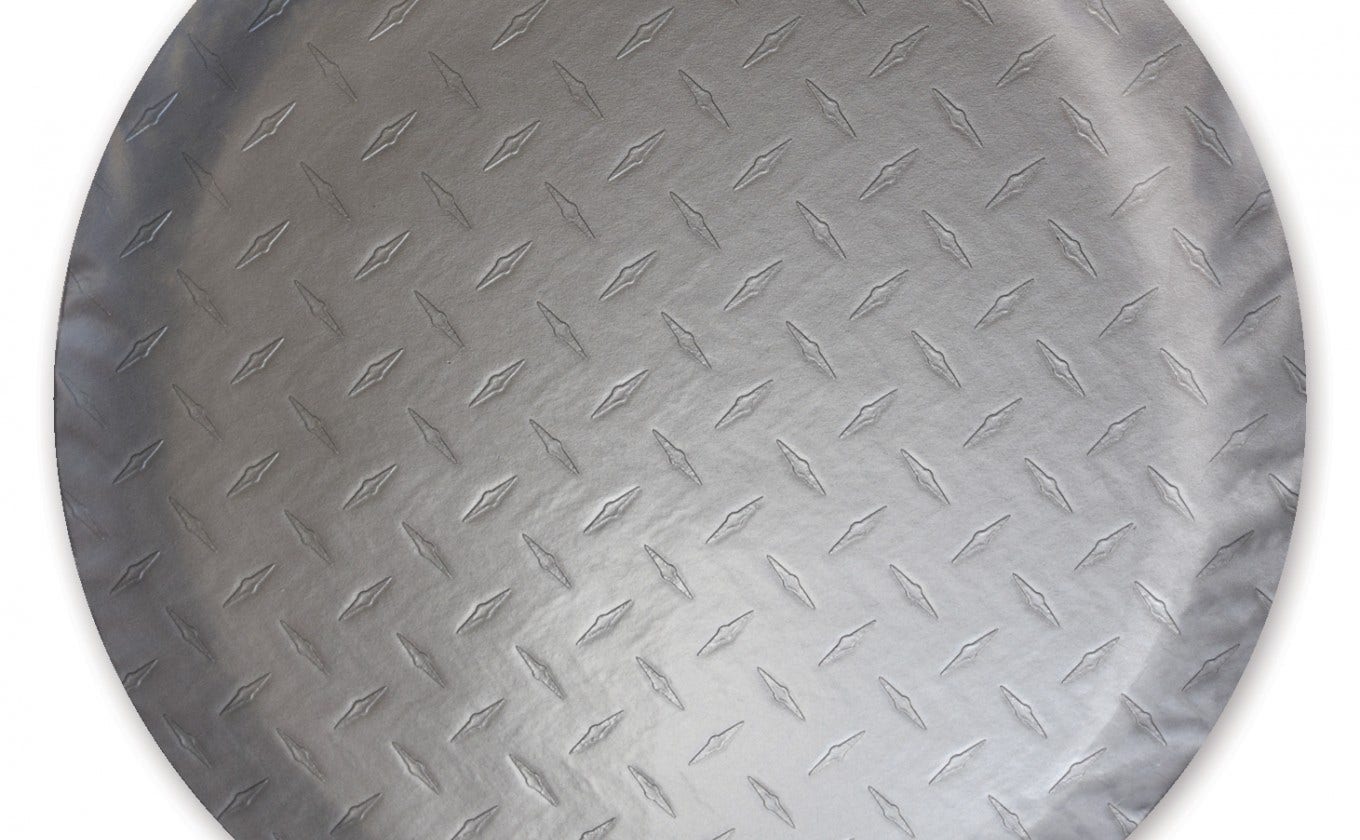 Adco 9757 Silver Diamond Plated Steel Vinyl Spare Tire Cover J, (Fits 27"