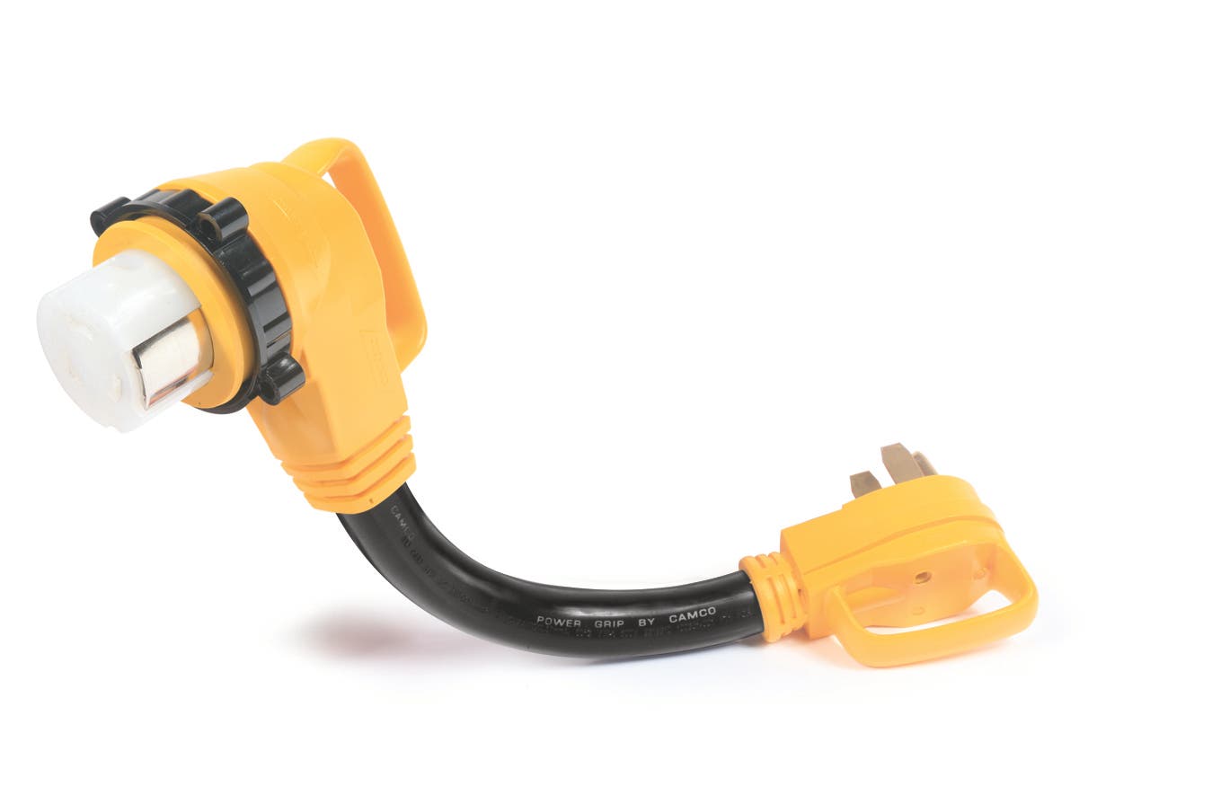 Camco - 21052 Heavy Duty Locking Female Powergrip Adapter With Innovative 90