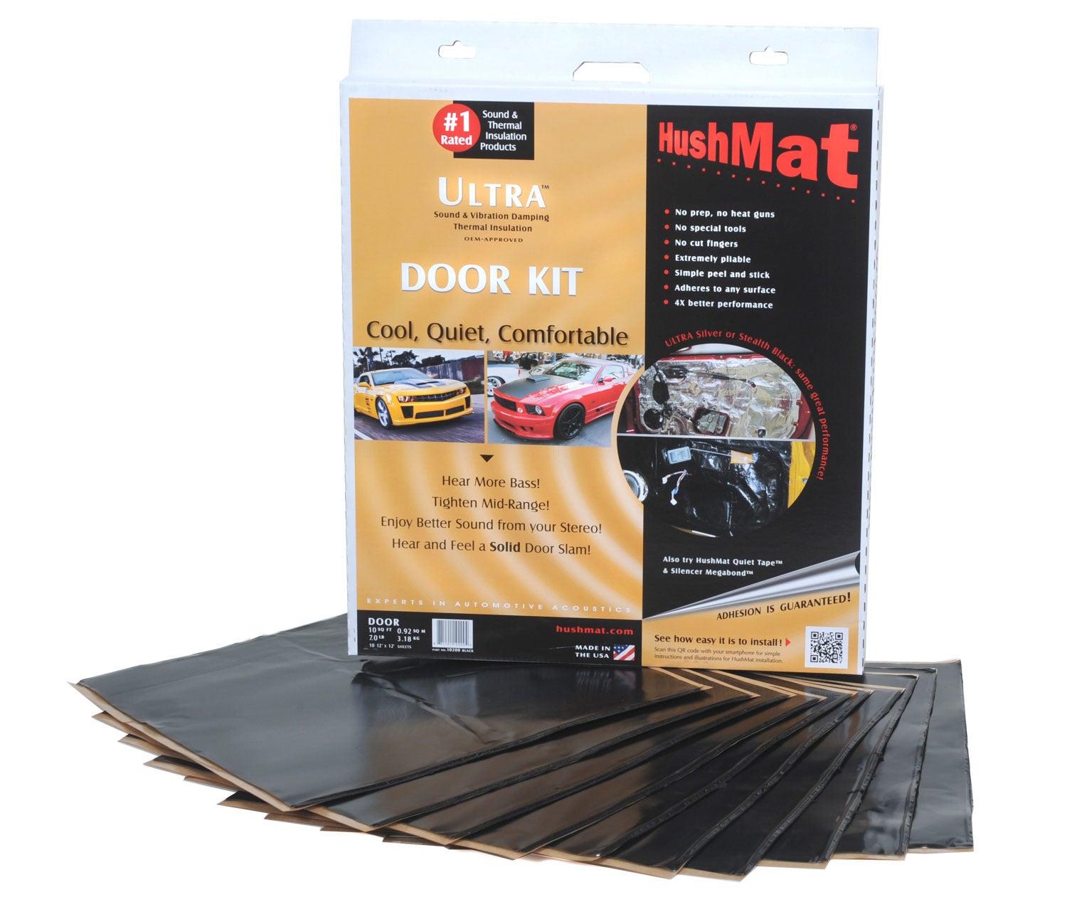 Hushmat 10200 Ultra Black Foil Door Kit With Damping Pad - 10 Piece   Ultra