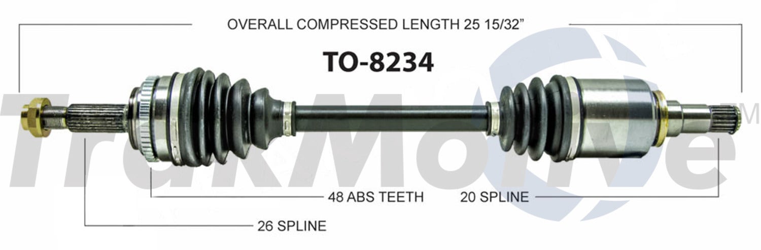 Trakmotive Cv Axle Shaft P/N:To-8234  Cv Axle Shaft P/N: