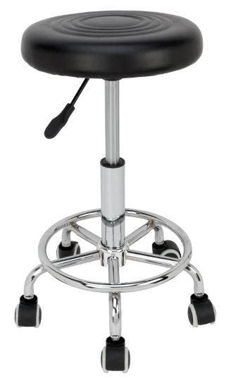 Performance Tool W85027 Adjustable Pneumatic Rolling Bar Stool, Black   Stool